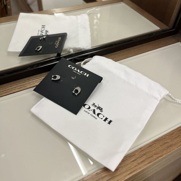COACH SIGNATURE STUD EARRINGS F29824 SLV - Picture 1 of 12